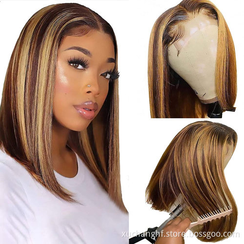Wholesale 10a 12a space brazilian guarantee hair vendor short bob cut super double drawn ombre 1b 27 cheap pixie curl weave wigs
